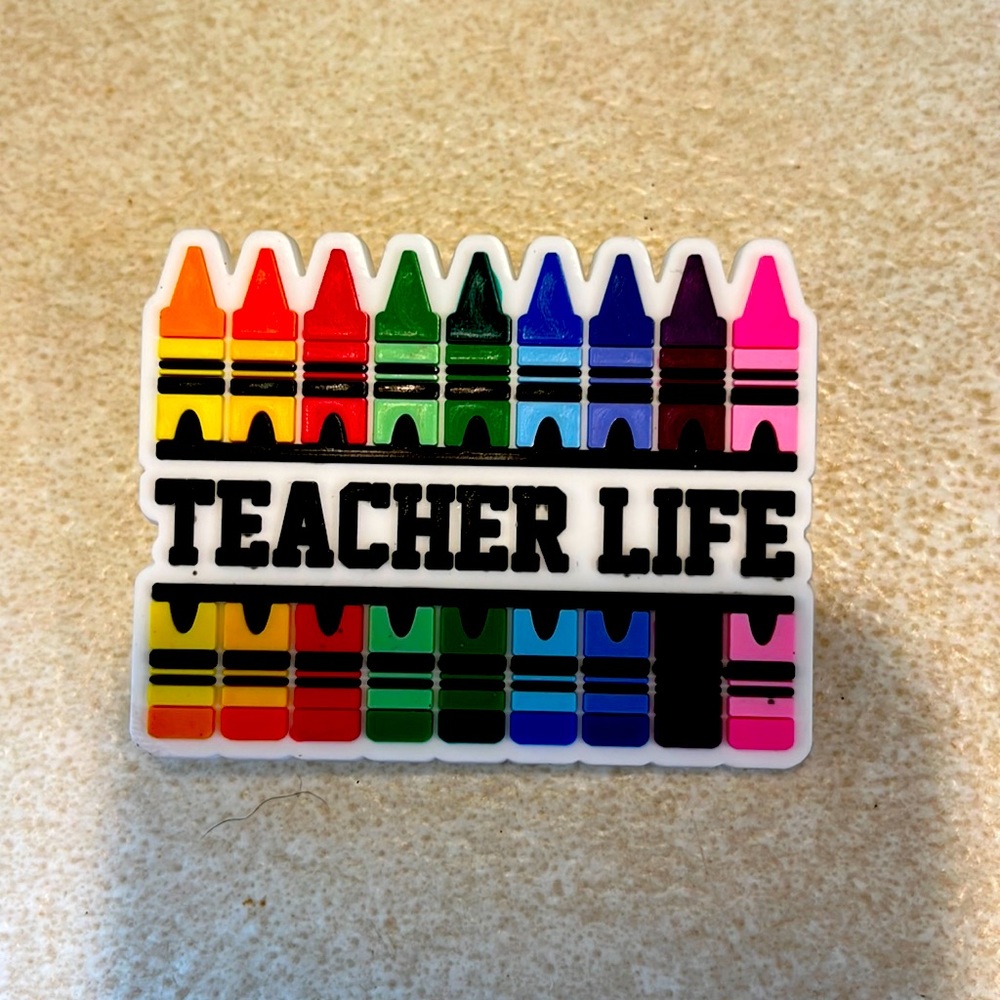 Bogg bag charm teacher life crayons